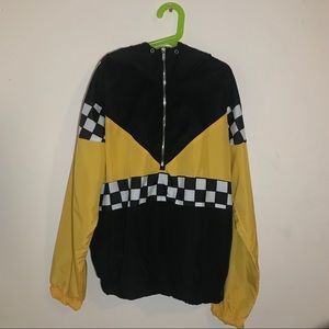 yellow checkered windbreaker